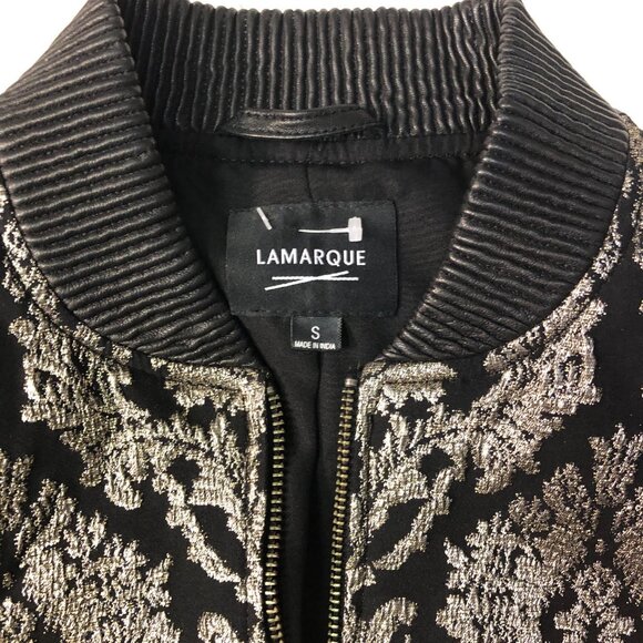 Gorgeous Lamarque one-of-a-kind moto jacket! Leather and Gold! Size S, small - Picture 2 of 6